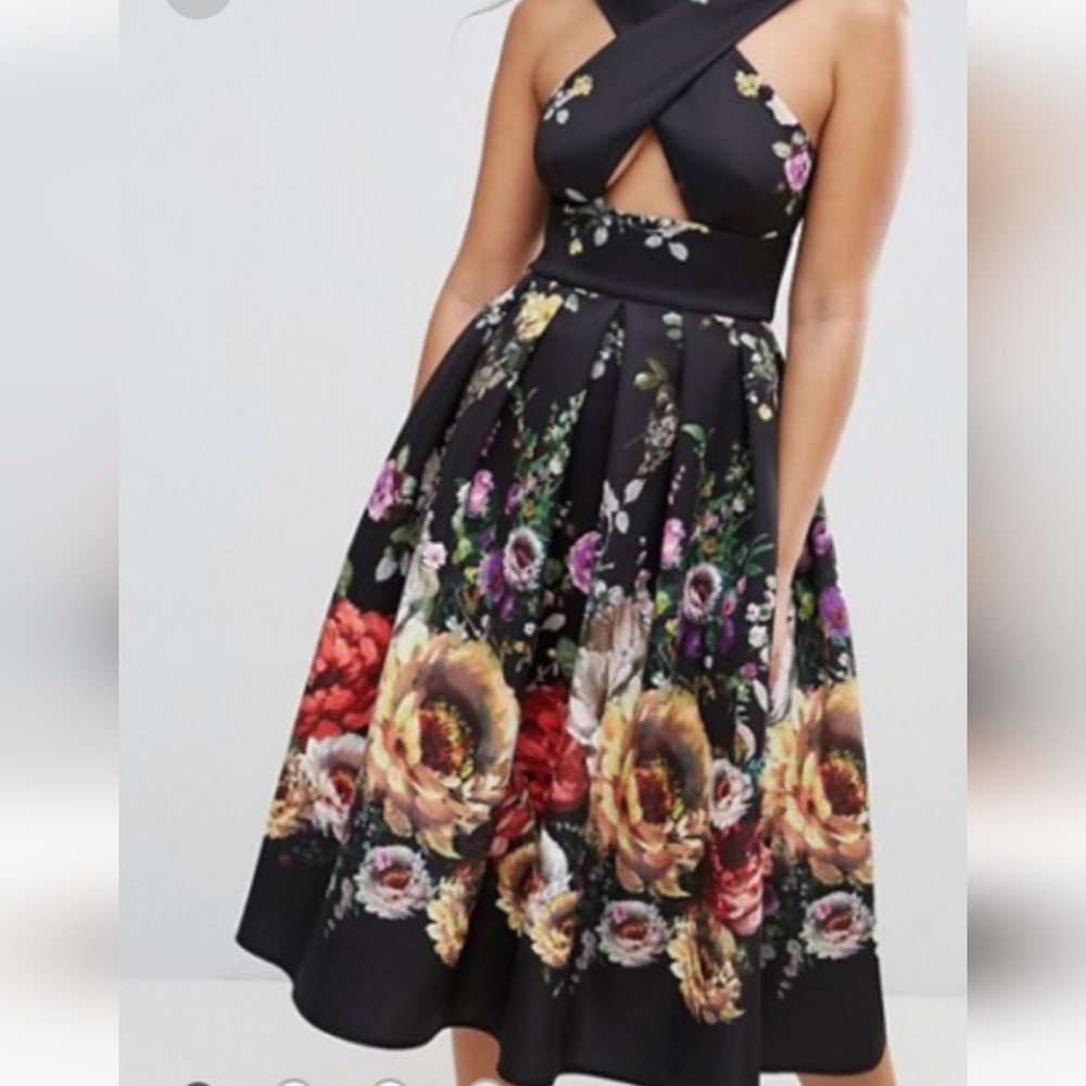 ASOS midi floral crossover dress